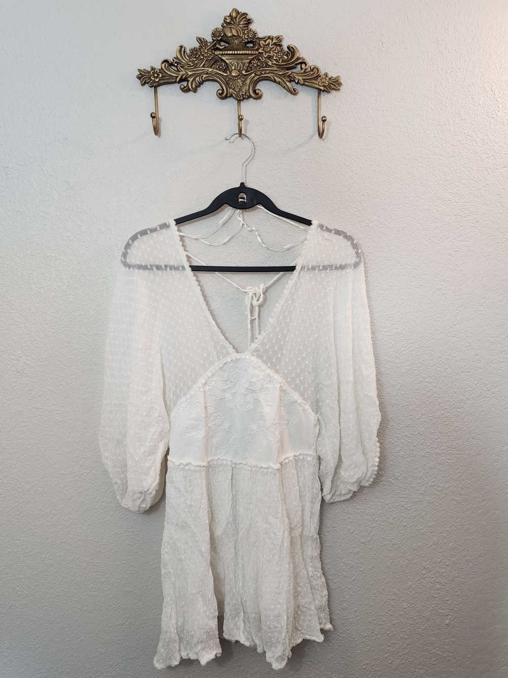 Free People Sweet Dreams Mini Dress Size M Color Tofu- Boho - Picture 2 of 11